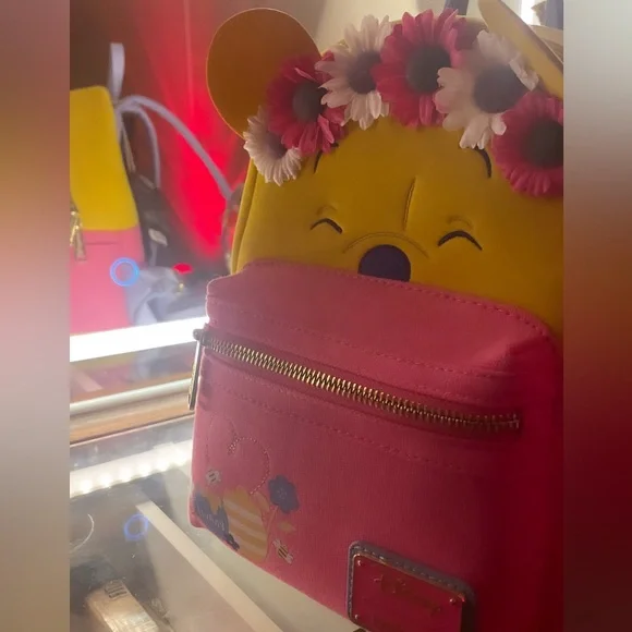 Kids Pink and Yellow Backpack with Floral Design Colorful Floral Wipeable Backpack I Poppy Kids Co main image 2